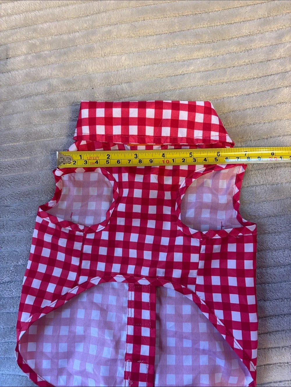 Red Gingham Dog Shirt with Denim Pockets - never worn, XS size